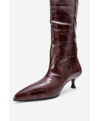 Crow Embossed Pointed Toe Boot
