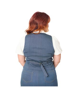 Plus Size 1940s Embroidered Button Up Vest