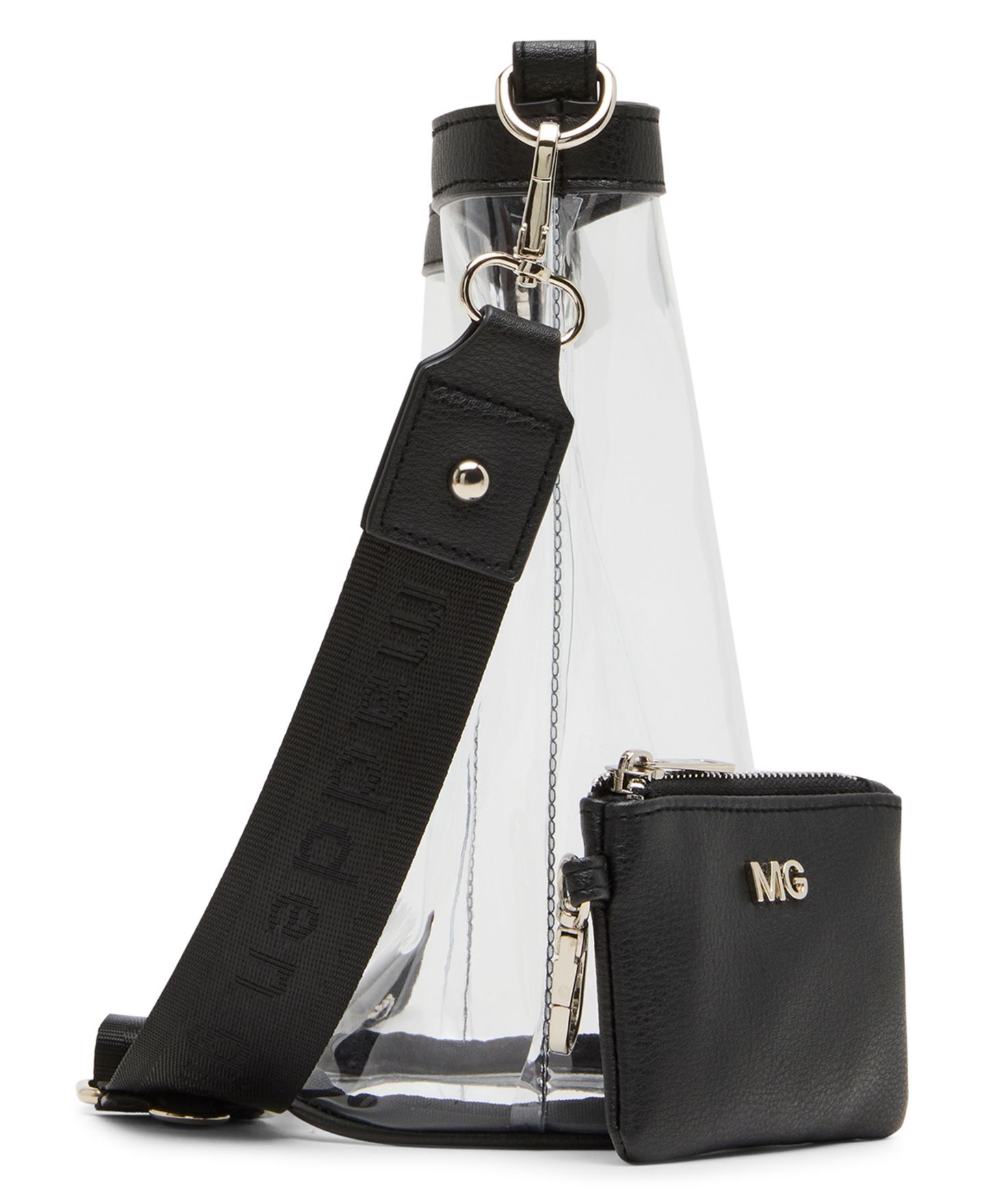 Женская сумка Madden Girl Cleo Clear Vinyl Small Bucket Crossbody, цвет: Чёрный — фото 4