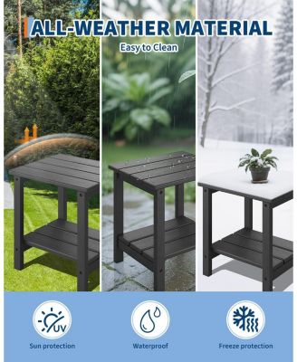 Modern HDPE Plastic Adirondack Chair Set of 2 with Side Table - Oversize 380 LB Poly Lumber Weather Resistant Firepit Chair