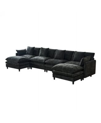 140.9 Inch U-Shaped Modular Sectional Sofa with 2 Ottomans