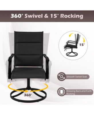 Padded Patio Swivel Chairs Set of 4 Ergonomic Outdoor Dining Chairs