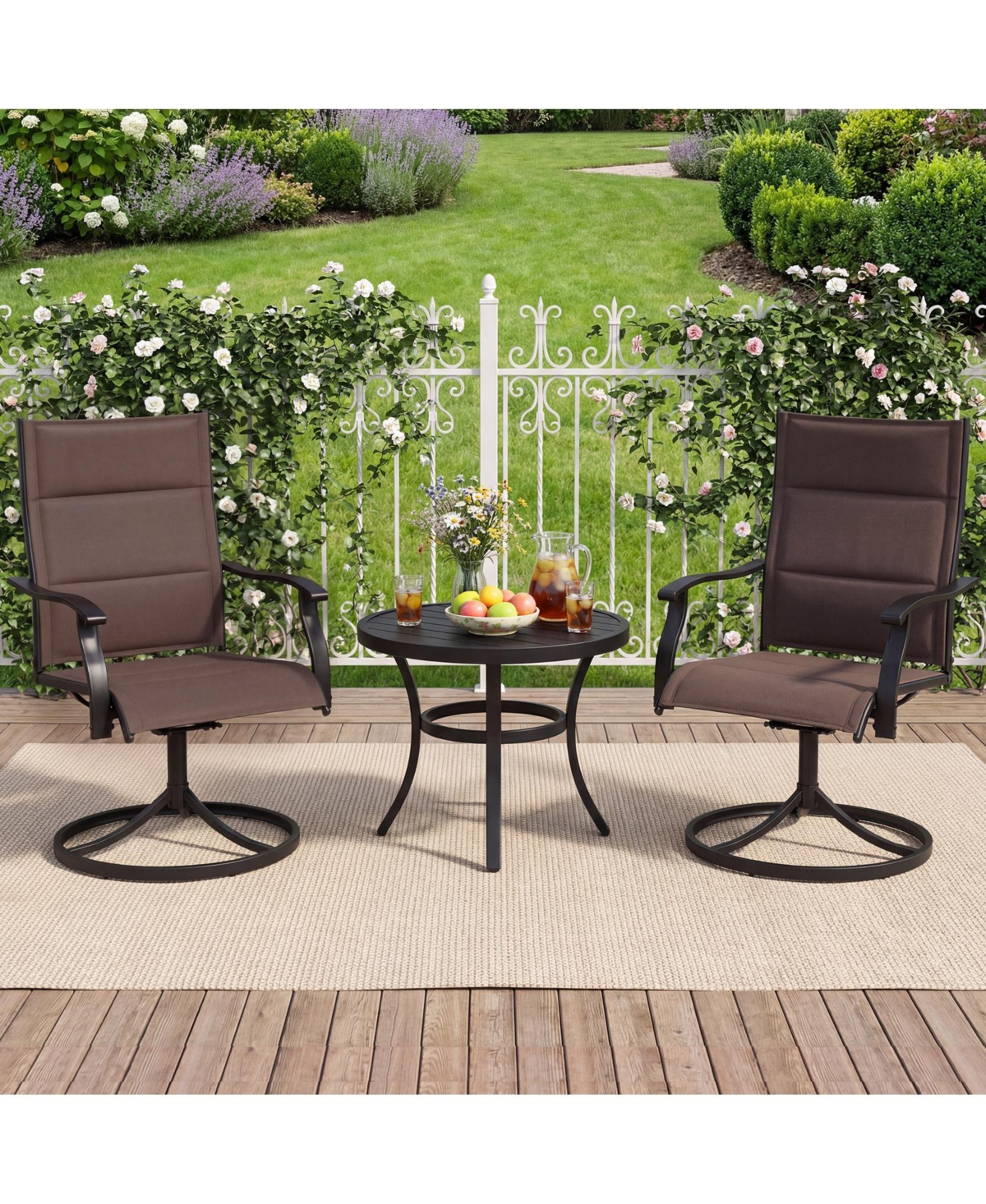 Gymax Padded Patio Swivel Chairs Set of 4 Ergonomic Outdoor Dining