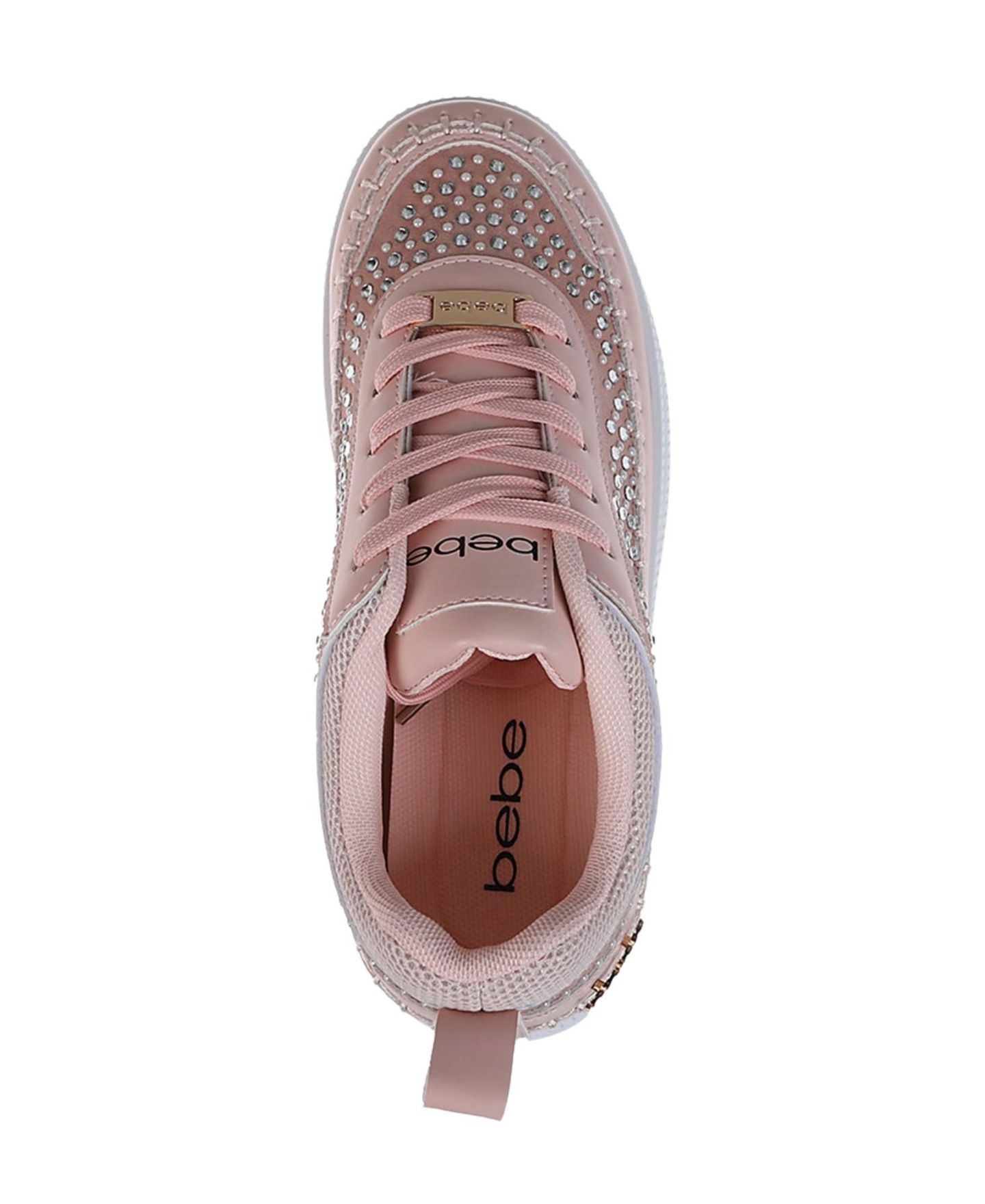Женские кроссовки Bebe Sneaker with Pearl and Rhinestone Embellished Upper, цвет: Пудровый — фото 6