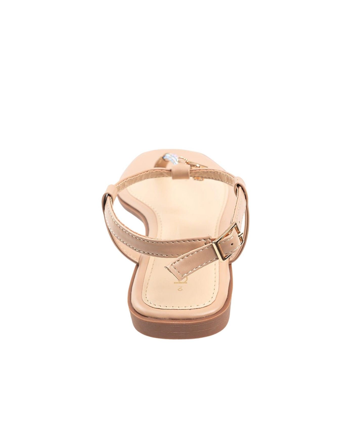 Женские сандалии Bebe Fashion with T-Strap Upper, Rhinestones and Dangle Charms, цвет: Рыжевато-коричневый — фото 3