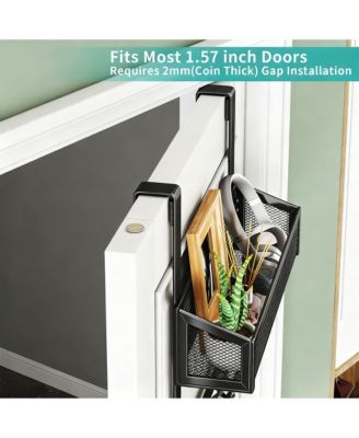 Stainless Steel Over Door Hook with Basket & 16 Hooks for Coats, Towels, Keys