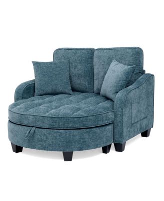 two-seater sofa chaise longue with storage footrest and pillows