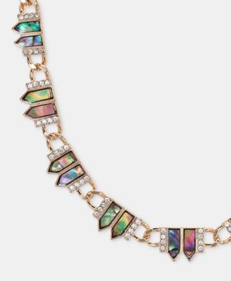 Gold-Tone Chain Stone Frontal Necklace