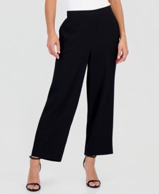 Petite Textured High Rise Pull-On Pants