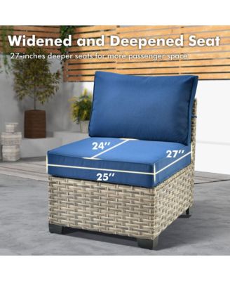 9 Pieces Wicker Outdoor Patio Furniture Set,Rattan Modular Sectional Sofa,Outside Swivel Rocking Chairs Coversation Set with Side Table