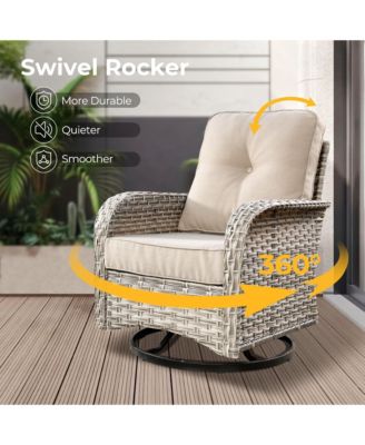 9 Pieces Wicker Outdoor Patio Furniture Set,Rattan Modular Sectional Sofa,Outside Swivel Rocking Chairs Coversation Set with Side Table