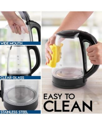 1.7L Glass Electric Kettle with Blue LED Light - Borosilicate Glass Hot Water Kettle Electric