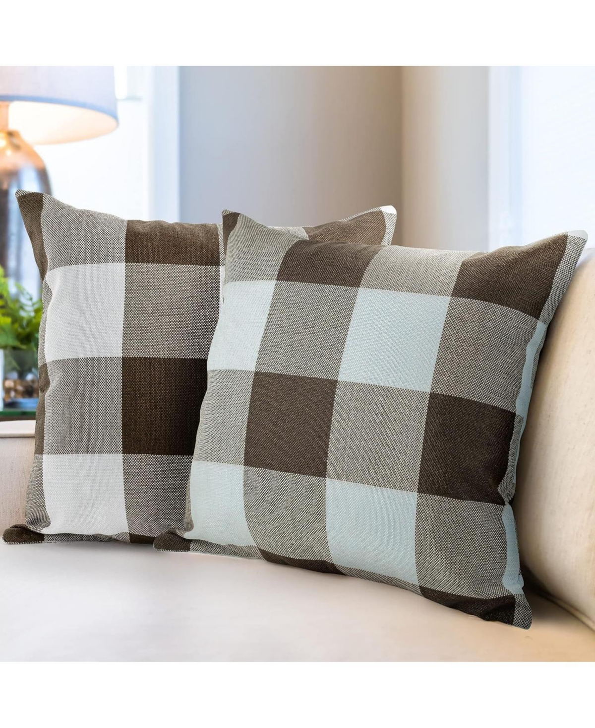 Zulay Kitchen Pack of 2 Buffalo Plaid Throw Pillow Covers