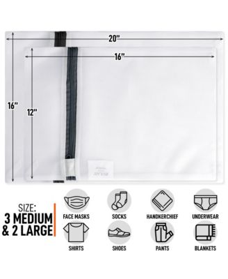 5 Pack Reusable Mesh Laundry Bags for Delicates  (2 Large, 3 Medium)