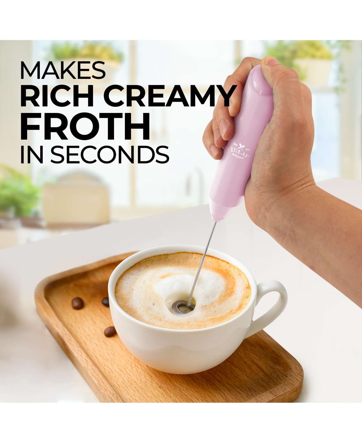 Powerful Handheld Mini FrothMate Milk Frother Stainless Steel