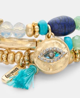 3-Pc. Set Evil Eye Charm Beaded Stretch Bracelets 
