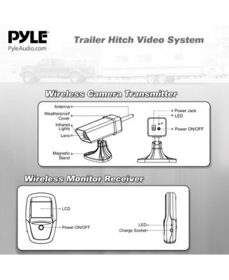 Waterproof Wireless HD Backup Camera, Night Vision Illumination, LCD Display Screen, with Built-in Rechargeable Battery, Black. (PLCMH6)