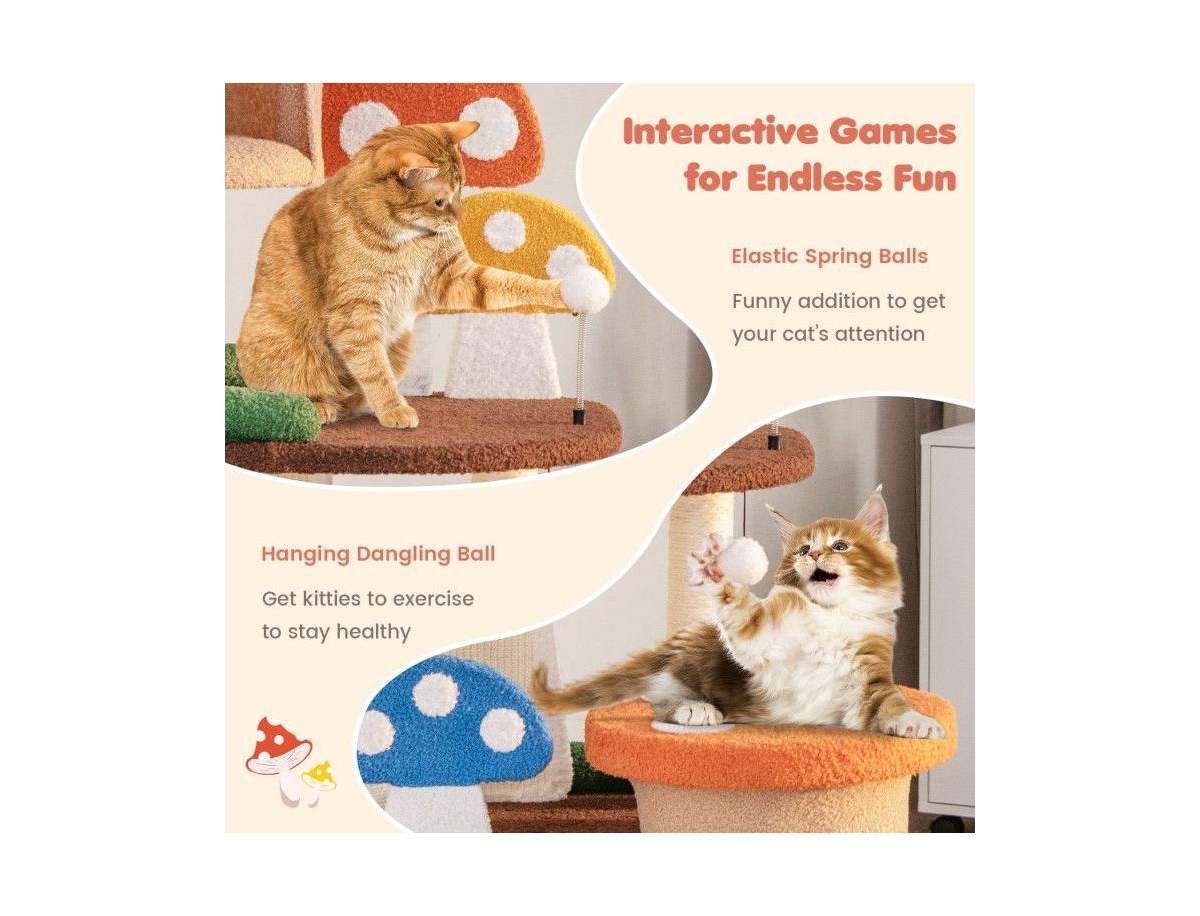 Aostirmotor 4-in-1 Cat Tree with 2 Condos & Platforms for Indoor Cats