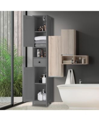 Tall Bathroom Cabinet, Freestanding with 2 Adjustable Shelves, Modern Storage for Bathroom, Kitchen & Hallway