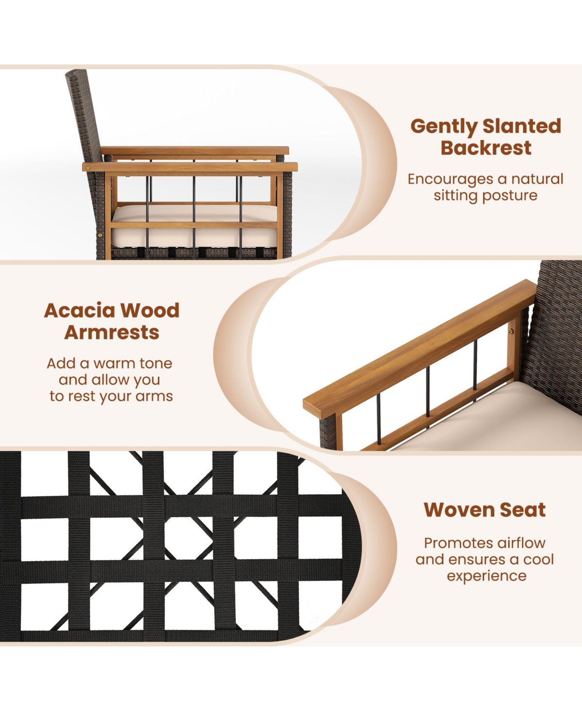 Gymax Set of 2 Patio Dining Chairs w/ Removable Padded Cushion Acacia Wood Armrests