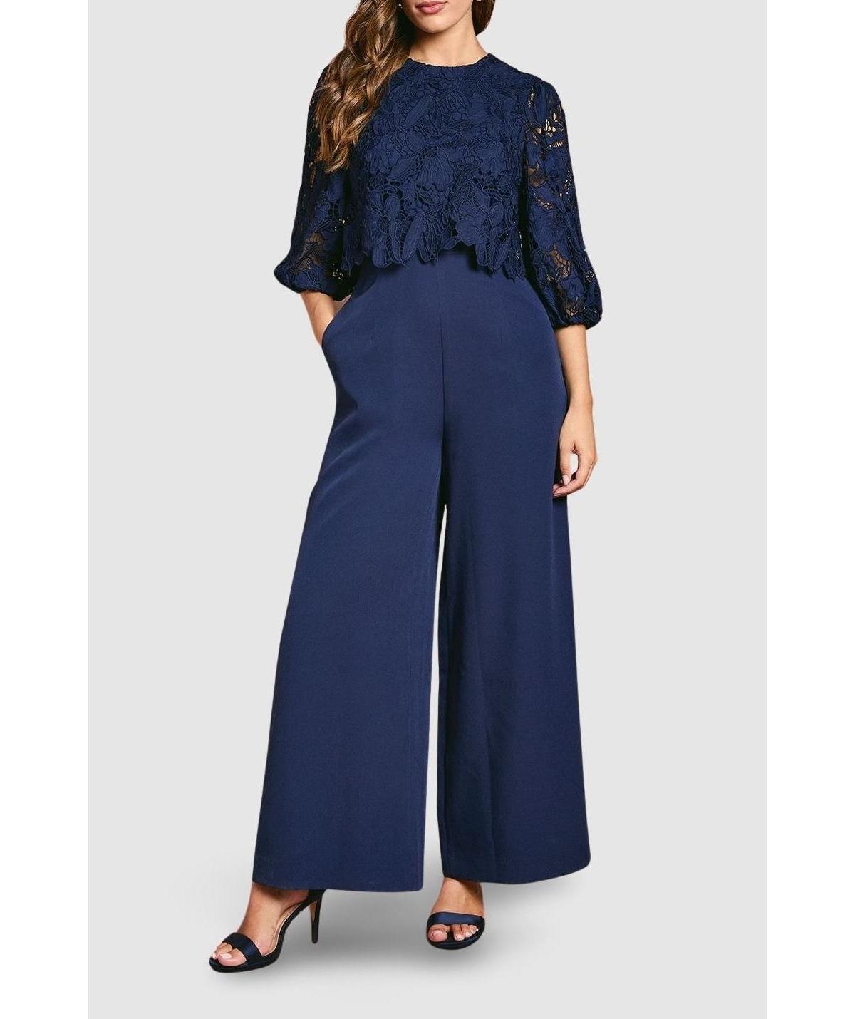 Coast Women's Lace Overlay Wide Leg Jumpsuit