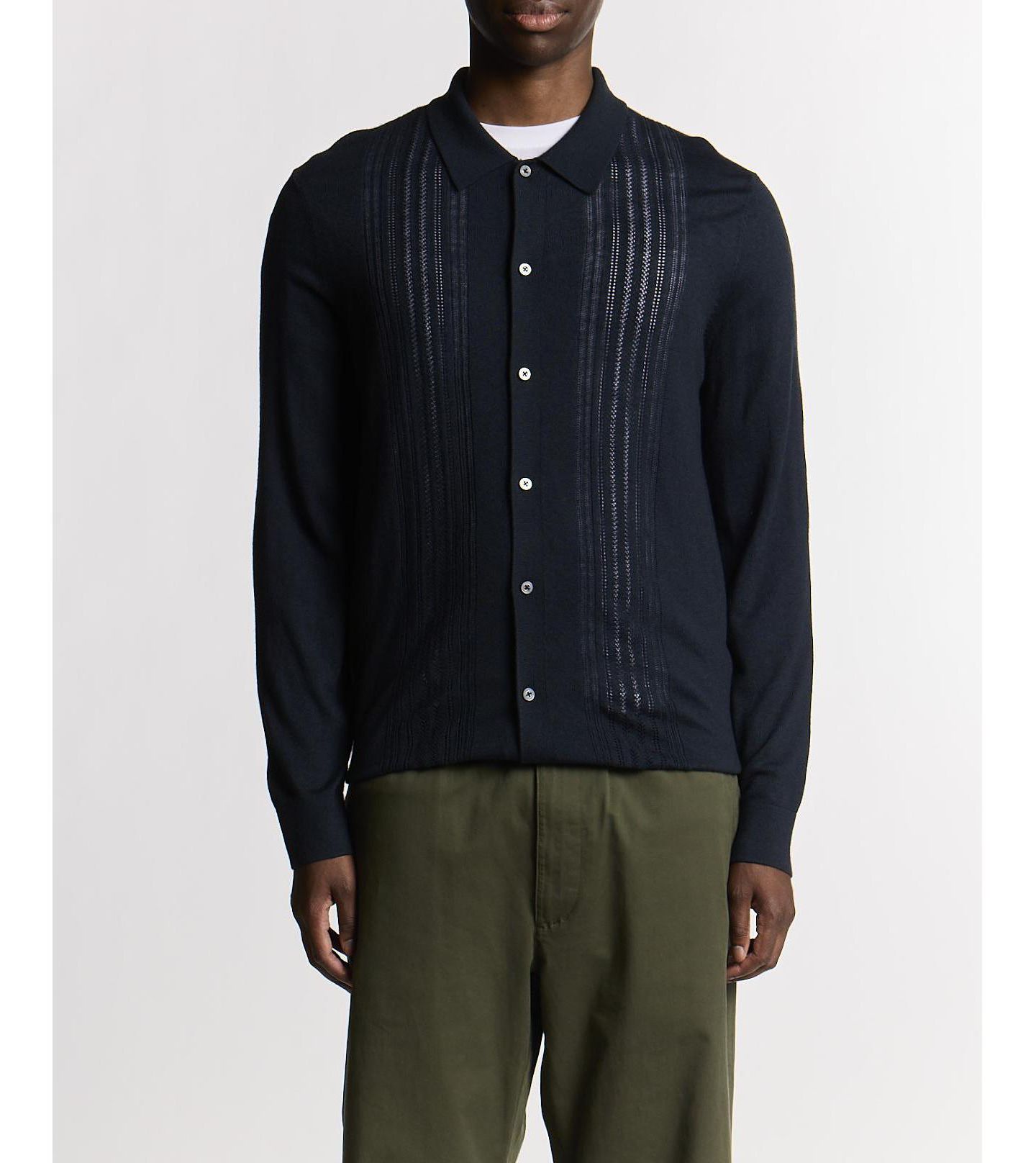 Мужская рубашка Lyle & Scott Long Sleeve Cable Knitted, цвет: Карбоновый — фото 8