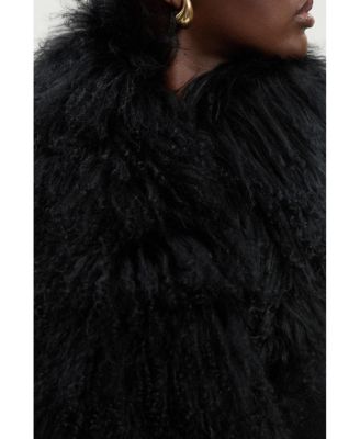 Women's Wool Detachable Collar Midi Coat