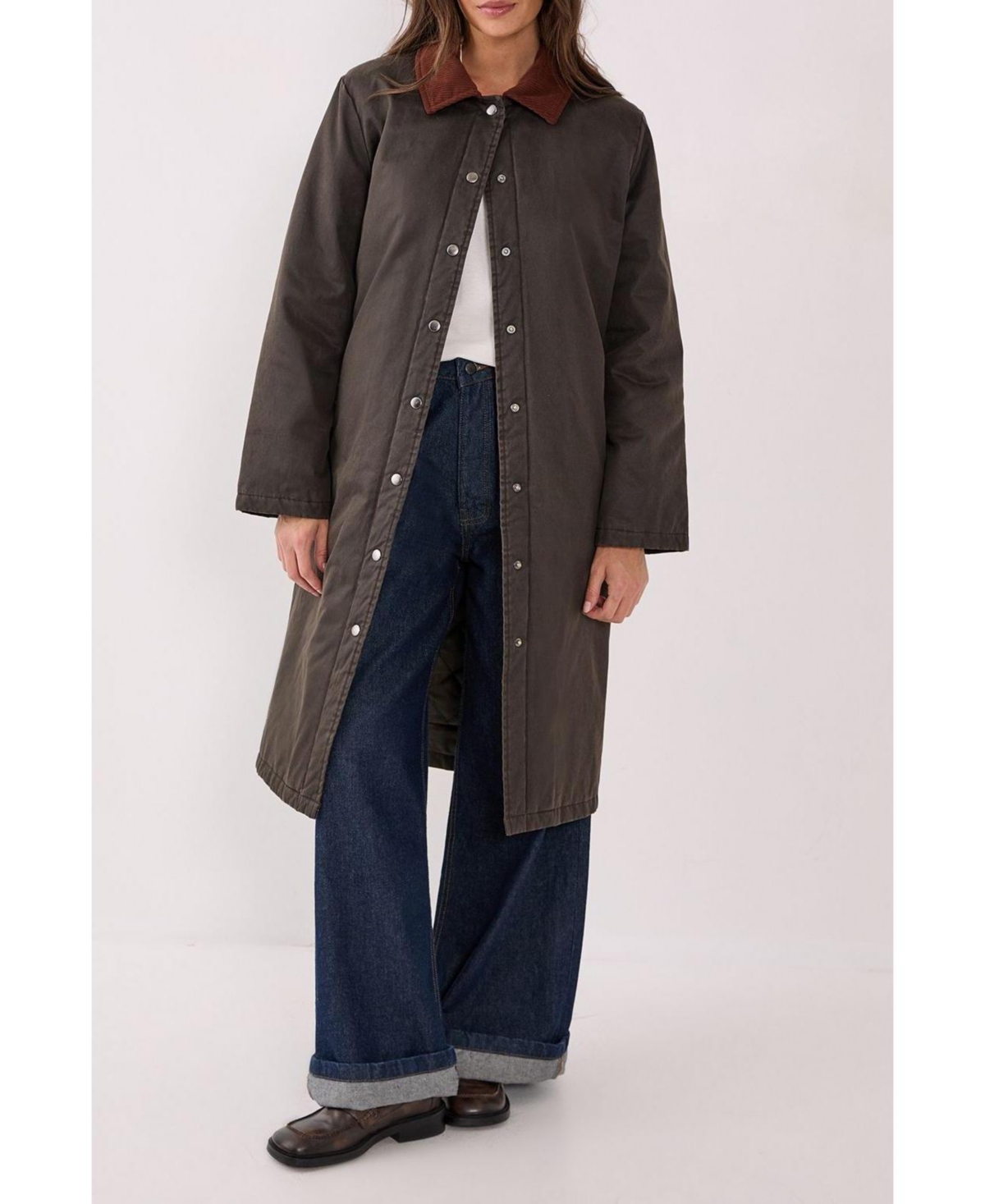 Nasty Gal Women's Longline Cord Collar Wax Effect Coat