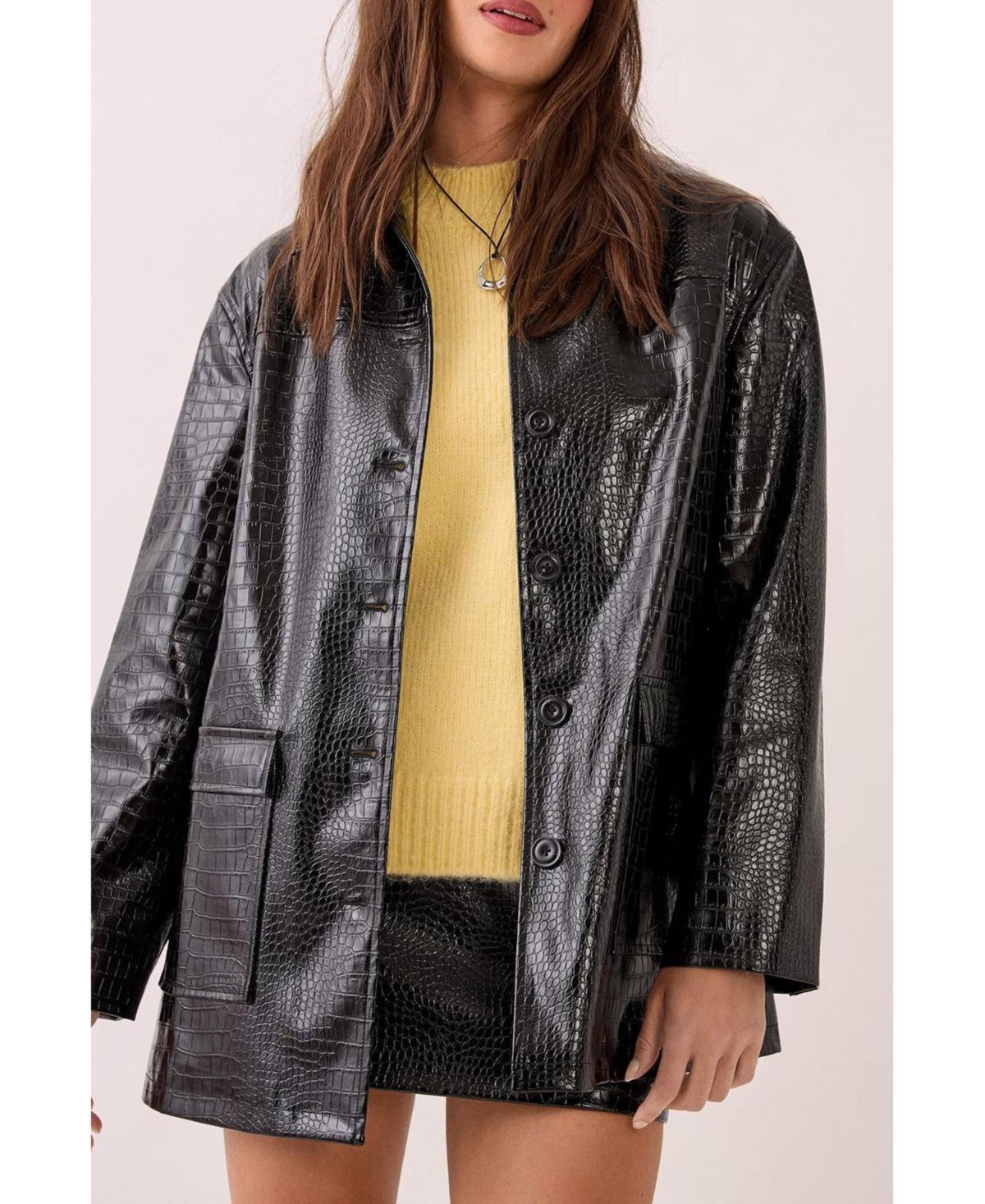 Nasty Gal Women's Croc Vinyl Faux Leather Clean Jacket