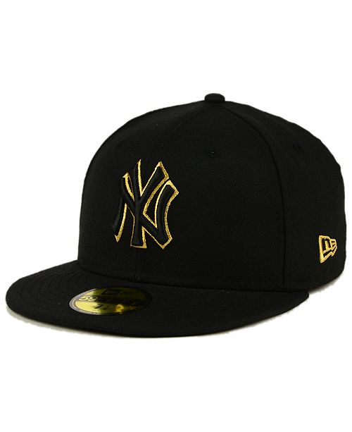 New Era New York Yankees Black On Metallic Gold 59FIFTY Fitted Cap ...