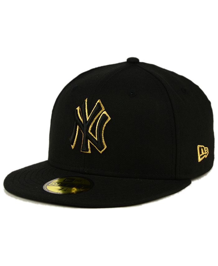 New Era New York Yankees Black On Metallic Gold 59FIFTY Fitted Cap - Macy's