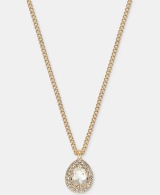 Crystal Pear-Shape Pendant Necklace, 16" + 3" extender