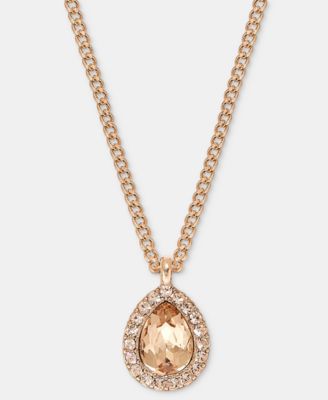 Crystal Pear-Shape Pendant Necklace, 16" + 3" extender