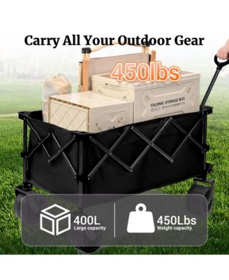Convertible Folding Heavy Duty Wagon Cart - All-Terrain Wheels, Adjustable Handle, 450lbs Capacity for Camping, Garden and Outdoor Transport