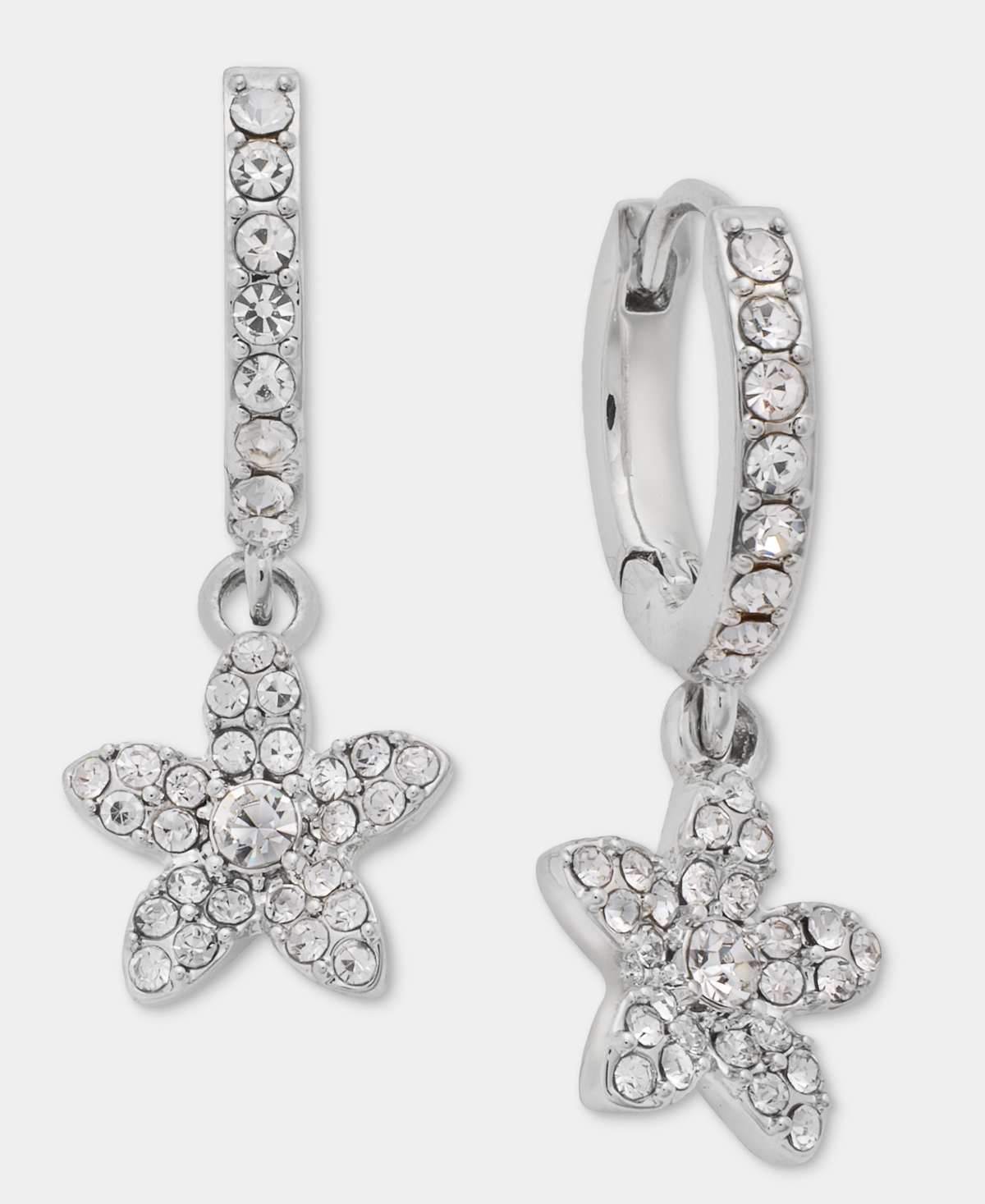 Givenchy Crystal Flower Charm Huggie Hoop Earrings