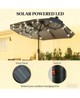Spacious Outdoor Umbrella,Double-sided Outdoor Patio Umbrella,with Solar Lights and Base,Dining Table Umbrella Push Button Tilt