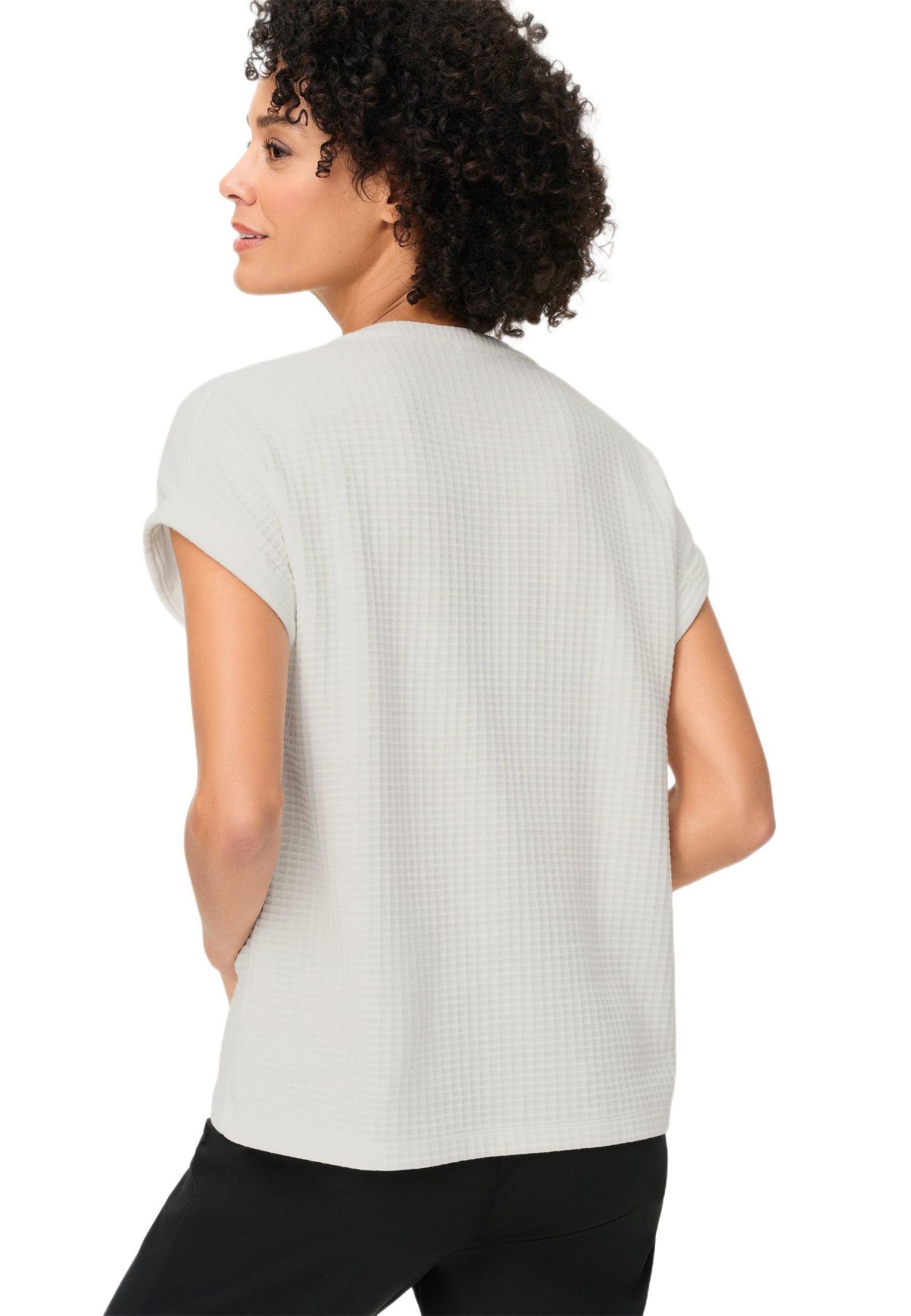 Women's waffle Knit Button Front T-Shirt