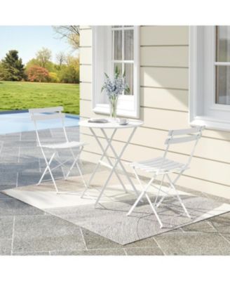 3 Piece Patio Bistro Sets,   2 Folding Chairs, Compact Conversation Set for Porch, Balcony, Garden