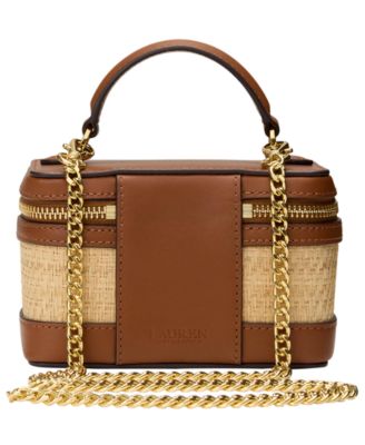 Hallee Small Straw & Leather Crossbody Bag