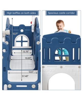 8-In-1 Indoor Playground With Slide:Slide Playset, Includes Slide, Basketball Hoop, Climber