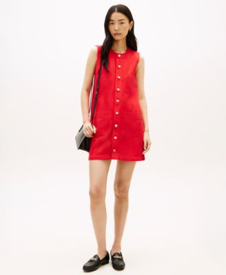 Women's Color Denim Sleeveless Crewneck Mini Dress