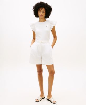 Women's Broderie Mix-Media Top