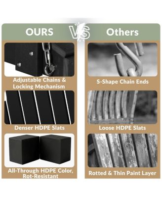 Outdoor 54" HDPE With Cupholders Porch Swing Bench