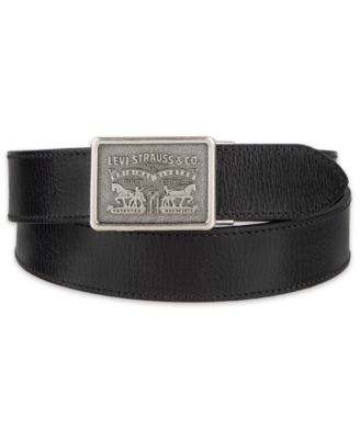 Men's Leather Plaque-Buckle Belt