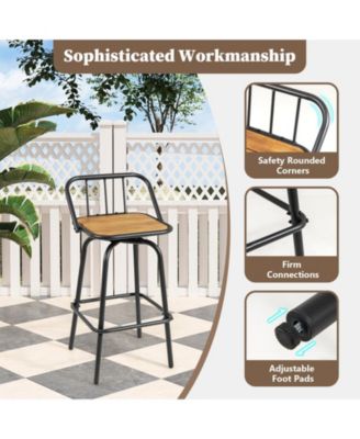 27.5'' Heavy-duty Metal Frame Bar Height Chairs w/ Footrest & Backrest for Patio