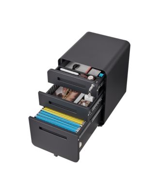3 Drawer Mobile File Cabinet, Under Office Desk Metal Filing Cabinet with 5 Wheels, Versatile Storage Cabinet for Legal/Letter/A4 Files