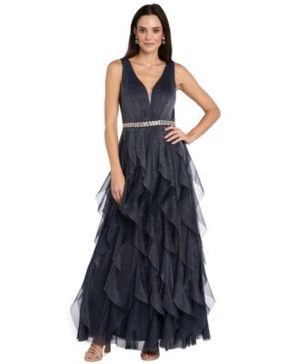Women's V-Neck Sleeveless Full Skirt Gown