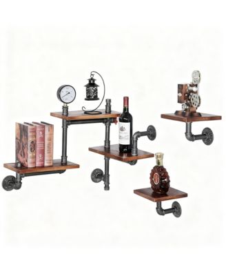 Industrial Rustic Pipe Shelves 5-Tier Wall Storage for Home Decor