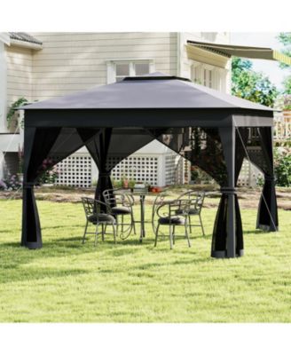 11x11 ft Pop-Up Gazebo with Mesh Netting & Double Roof