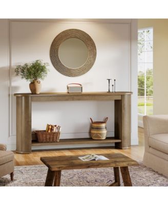 63" Console Table with Shelf, Slim Entryway Sofa Table for Living Room